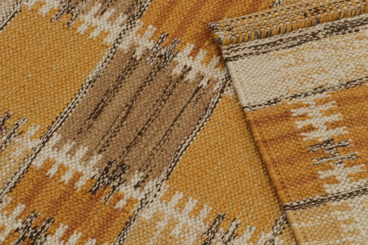 Swedish Scandinavian Kilim in Gold and Brown