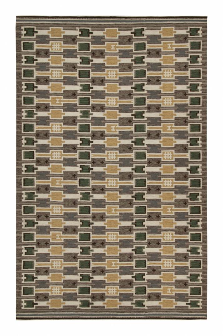 Oversized Scandinavian Kilim with Geometric Patterns