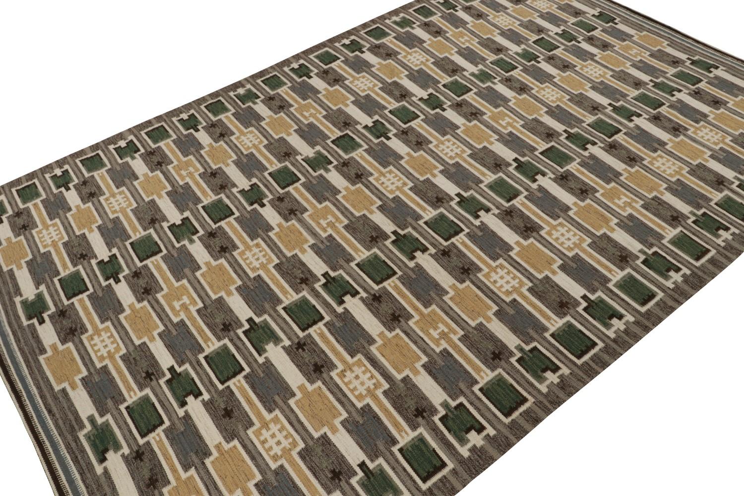 Oversized Scandinavian Kilim with Geometric Patterns