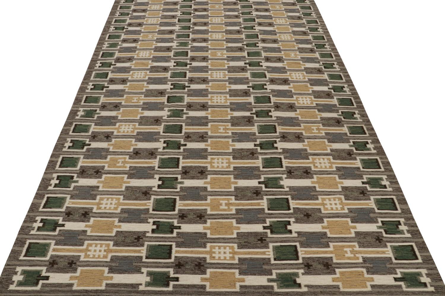 Oversized Scandinavian Kilim with Geometric Patterns