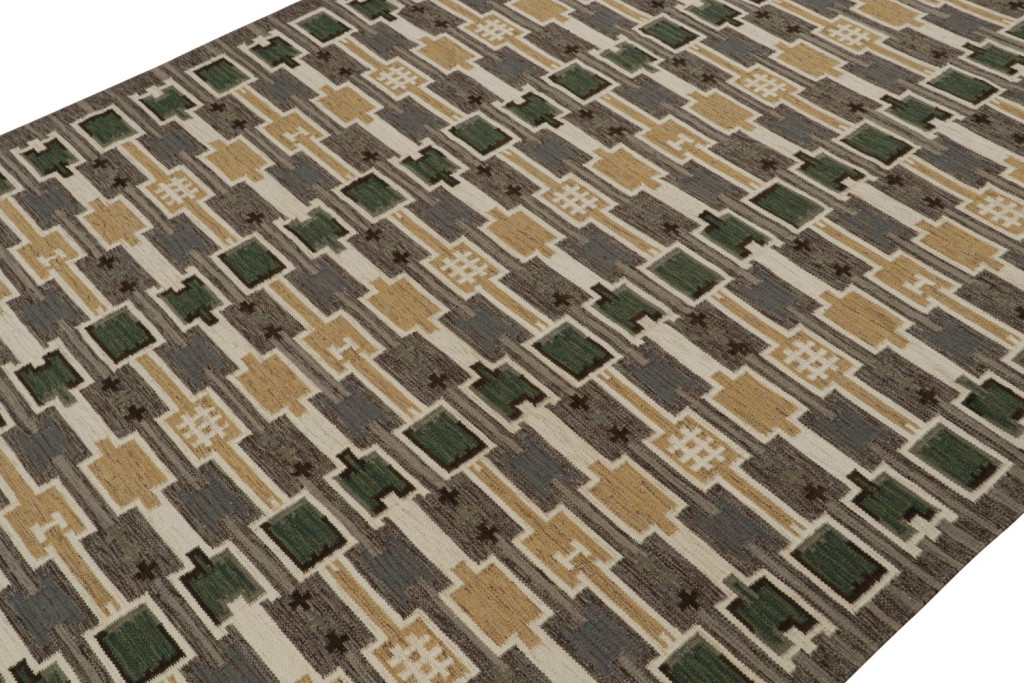 Oversized Scandinavian Kilim with Geometric Patterns
