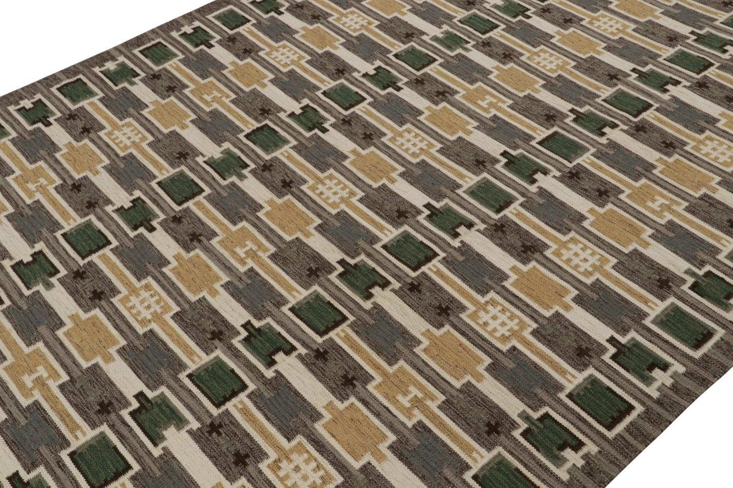 Oversized Scandinavian Kilim with Geometric Patterns