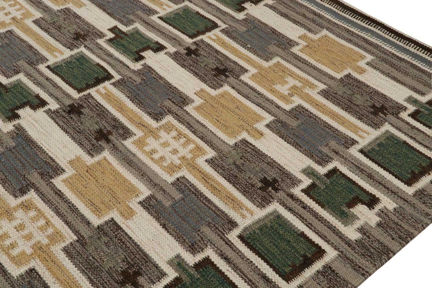 Oversized Scandinavian Kilim with Geometric Patterns