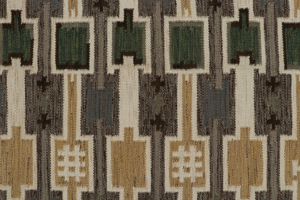 Oversized Scandinavian Kilim with Geometric Patterns