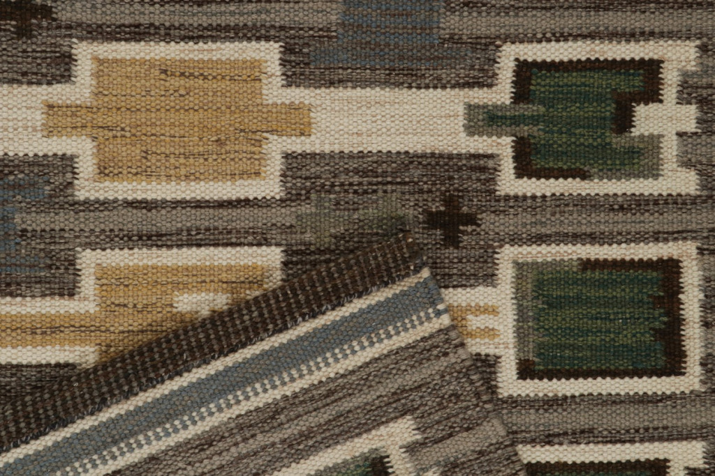 Oversized Scandinavian Kilim with Geometric Patterns