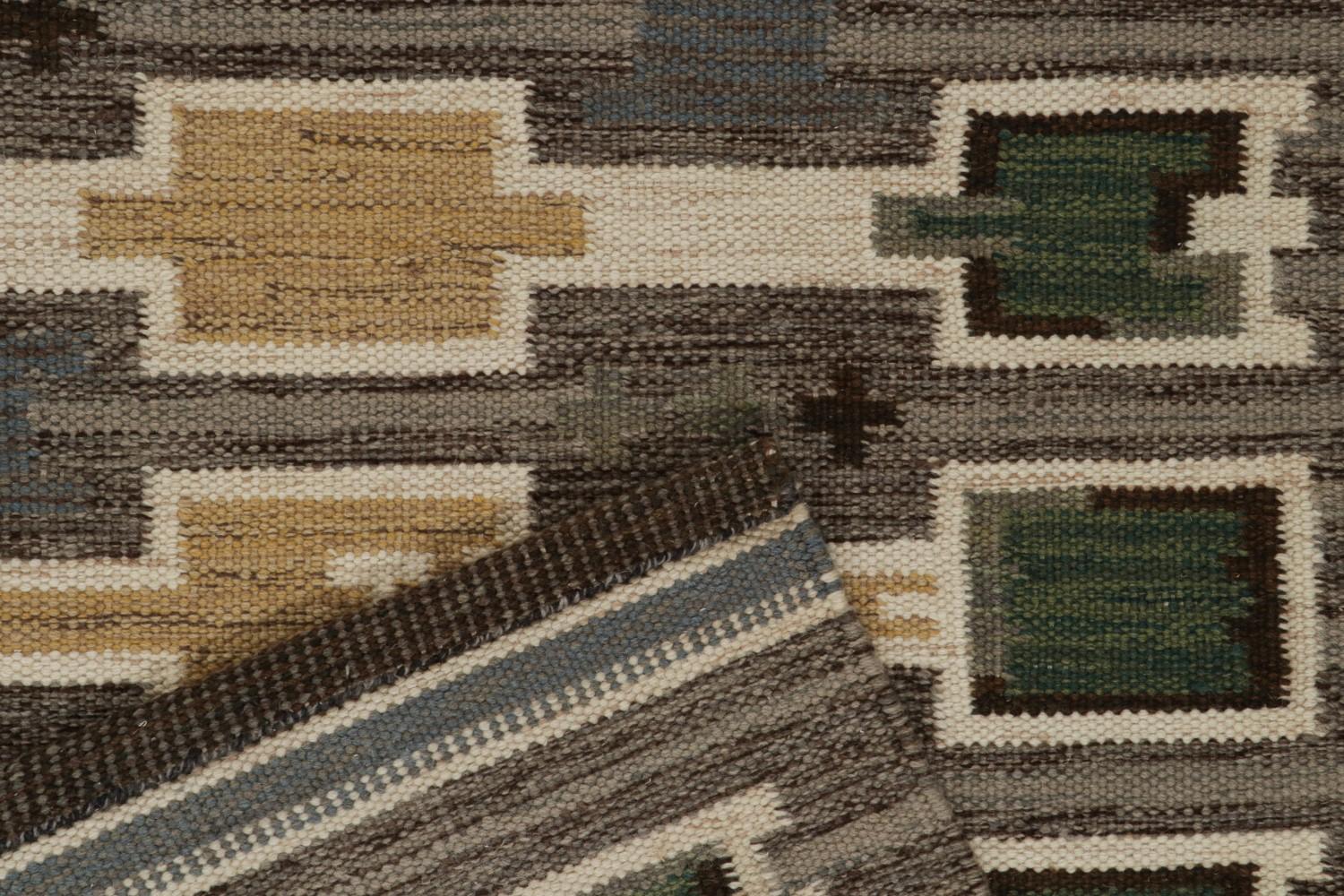 Oversized Scandinavian Kilim with Geometric Patterns