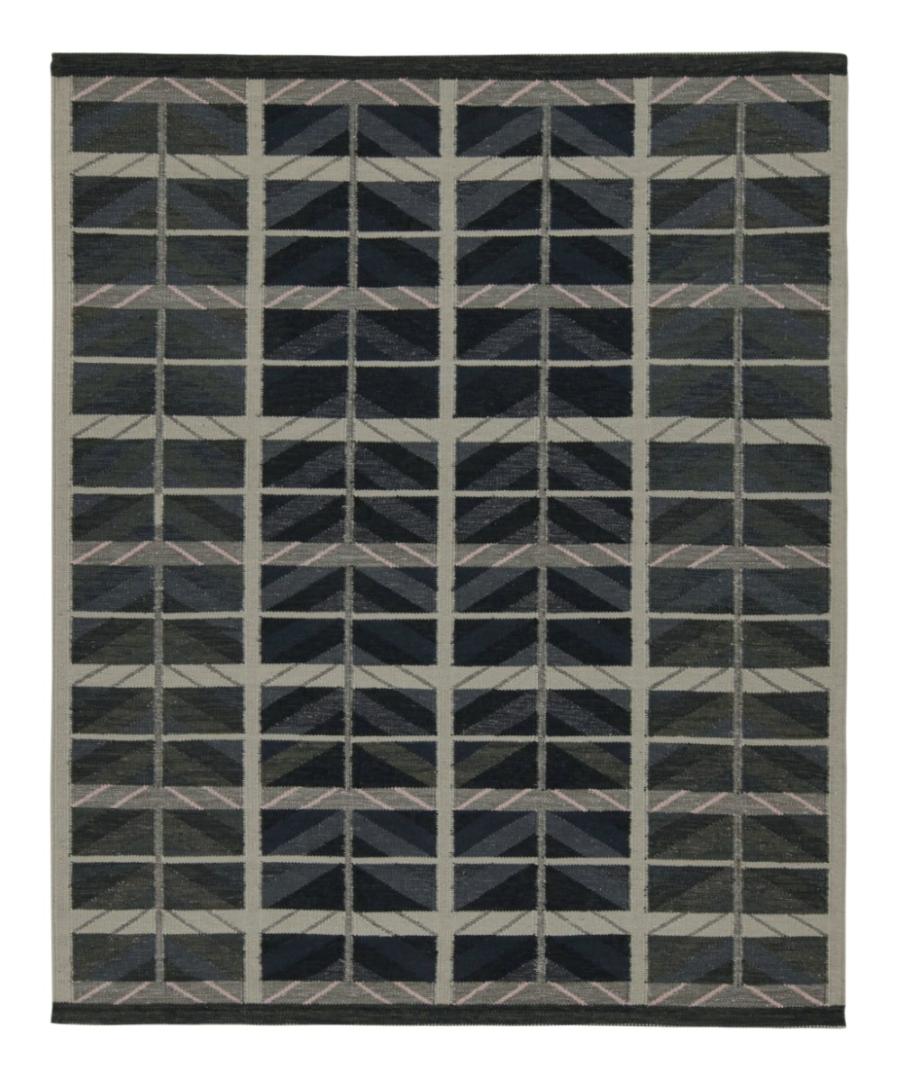 Scandinavian Kilim Rug in Blue and Gray