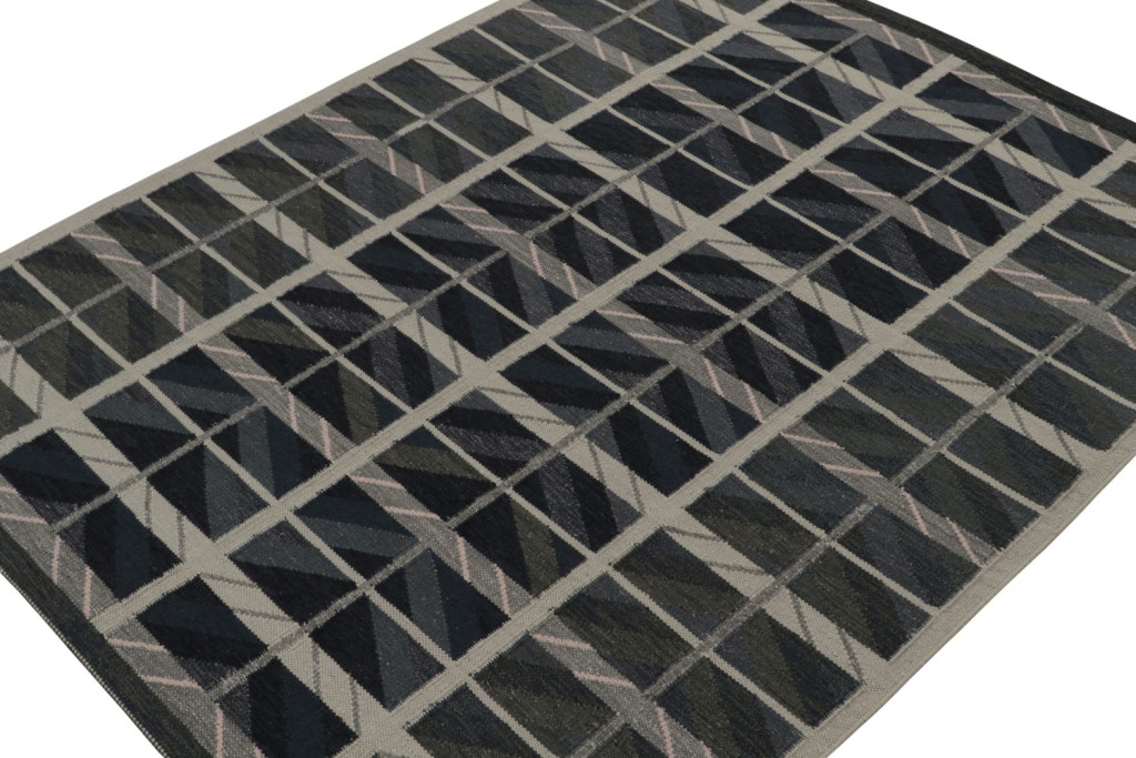 Scandinavian Kilim Rug in Blue and Gray