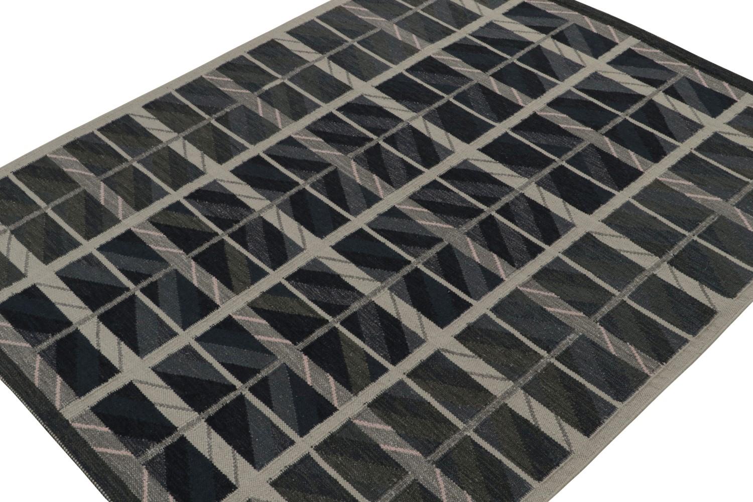 Scandinavian Kilim Rug in Blue and Gray