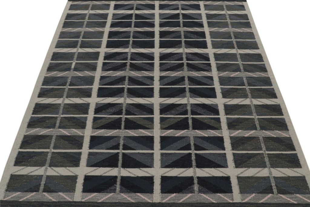 Scandinavian Kilim Rug in Blue and Gray