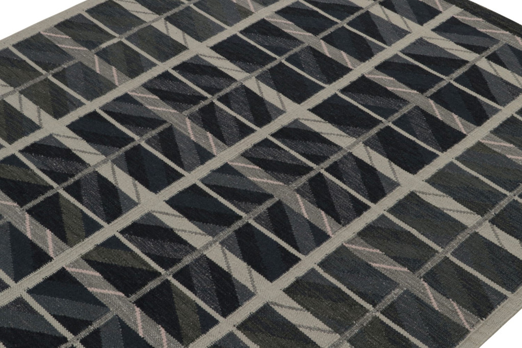Scandinavian Kilim Rug in Blue and Gray
