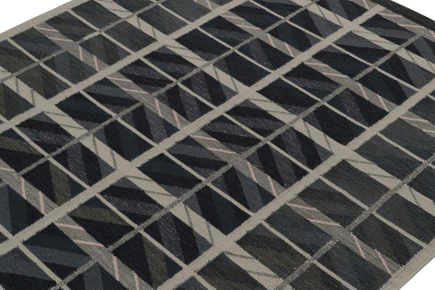 Scandinavian Kilim Rug in Blue and Gray