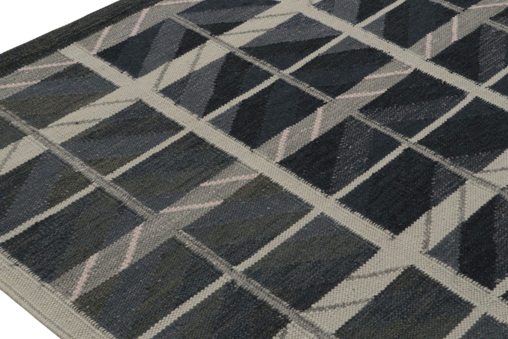 Scandinavian Kilim Rug in Blue and Gray
