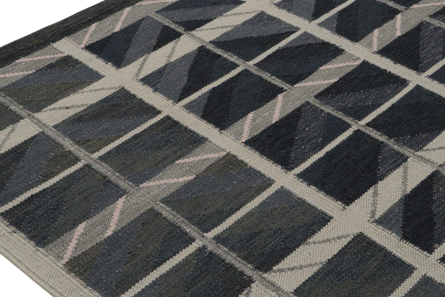 Scandinavian Kilim Rug in Blue and Gray