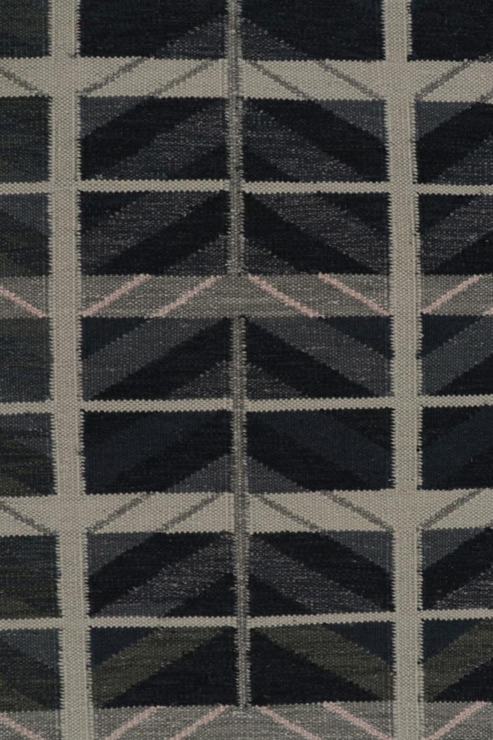Scandinavian Kilim Rug in Blue and Gray
