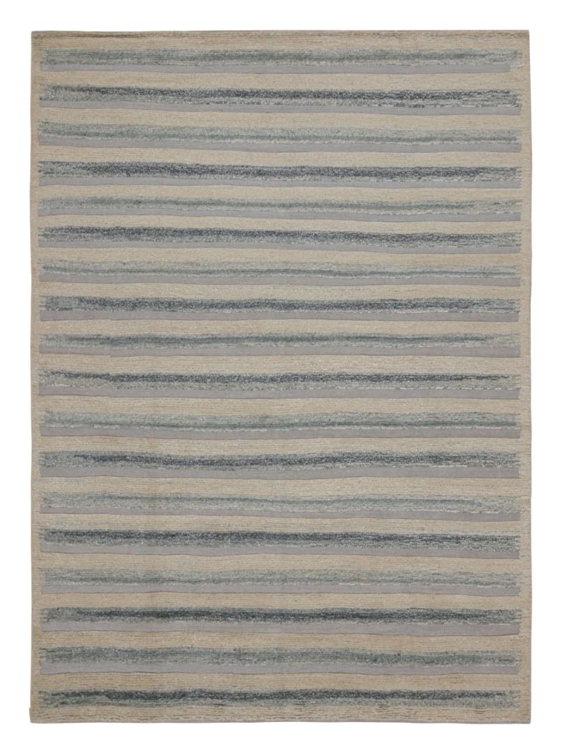 Scandinavian Rug with Blue Stripes