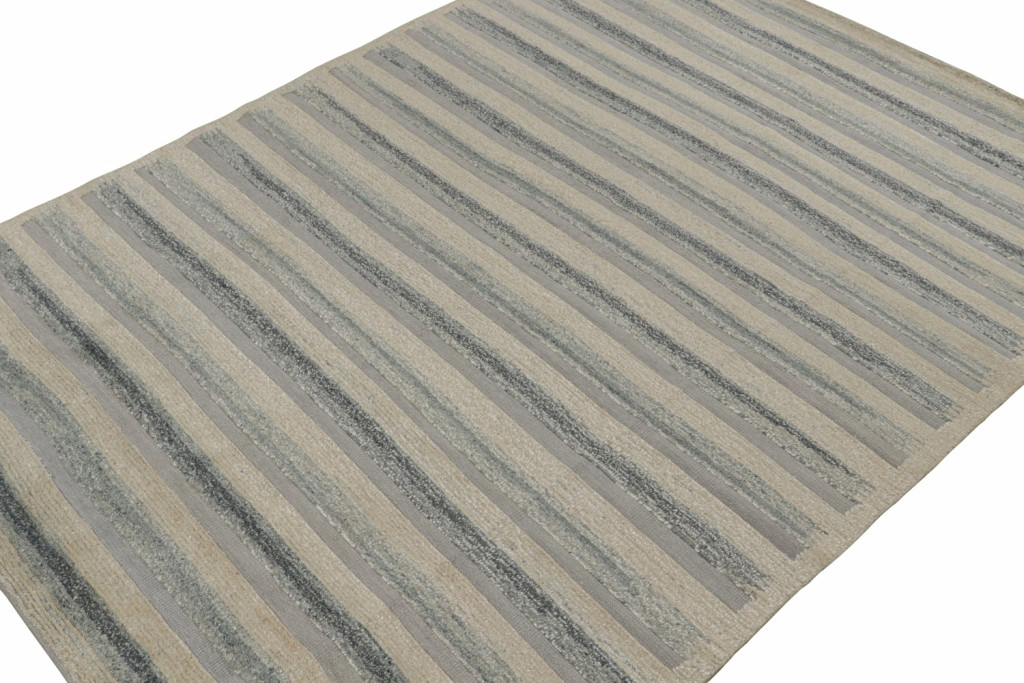 Scandinavian Rug with Blue Stripes