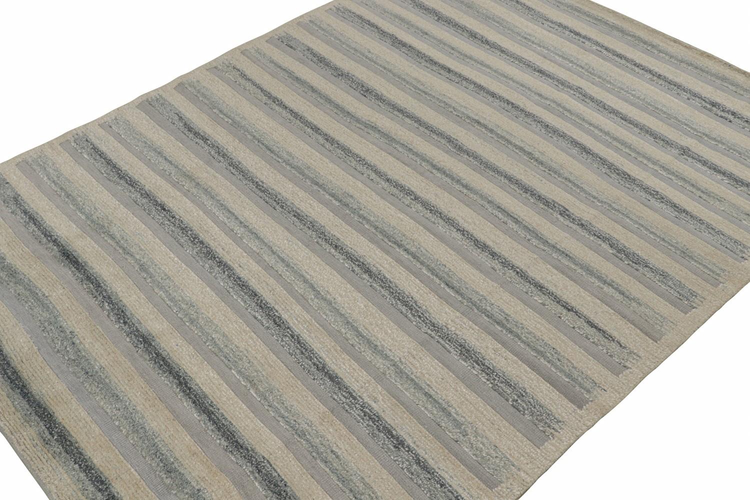 Scandinavian Rug with Blue Stripes