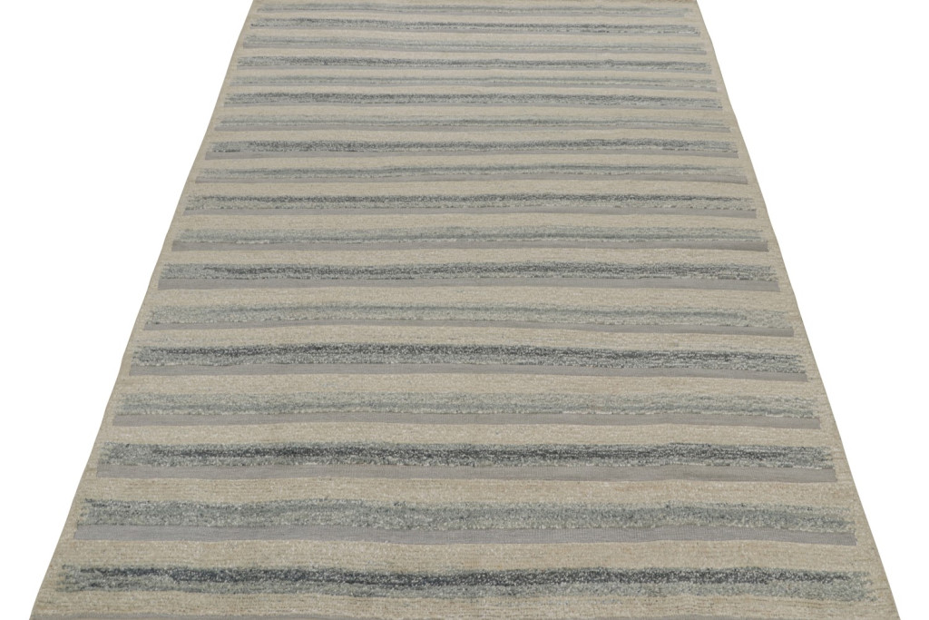 Scandinavian Rug with Blue Stripes