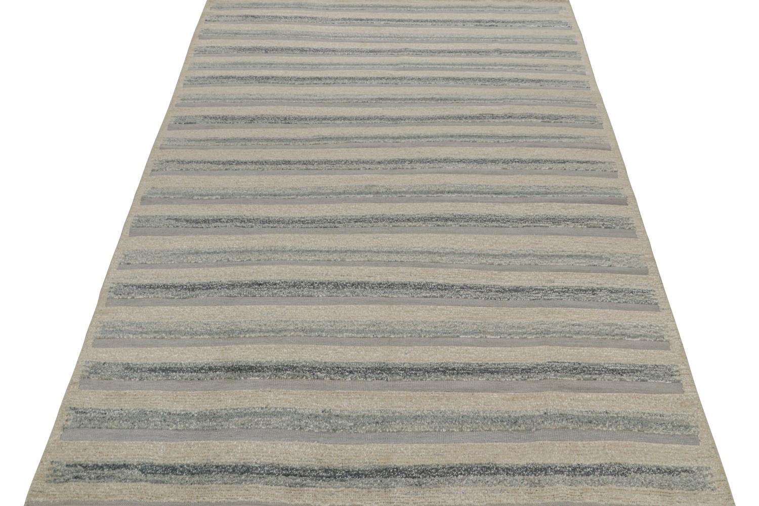 Scandinavian Rug with Blue Stripes
