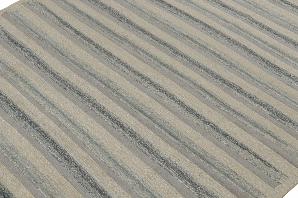 Scandinavian Rug with Blue Stripes