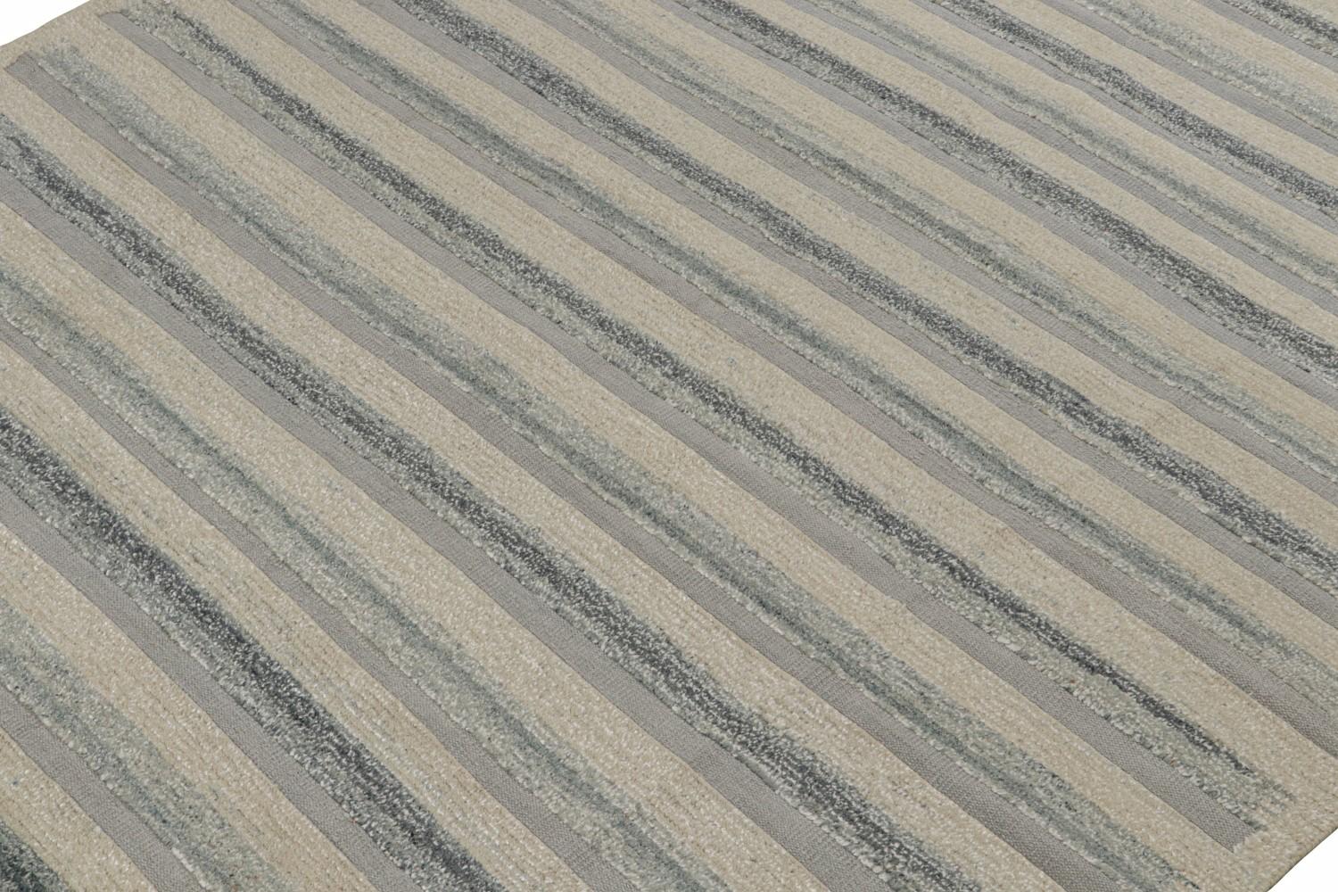 Scandinavian Rug with Blue Stripes