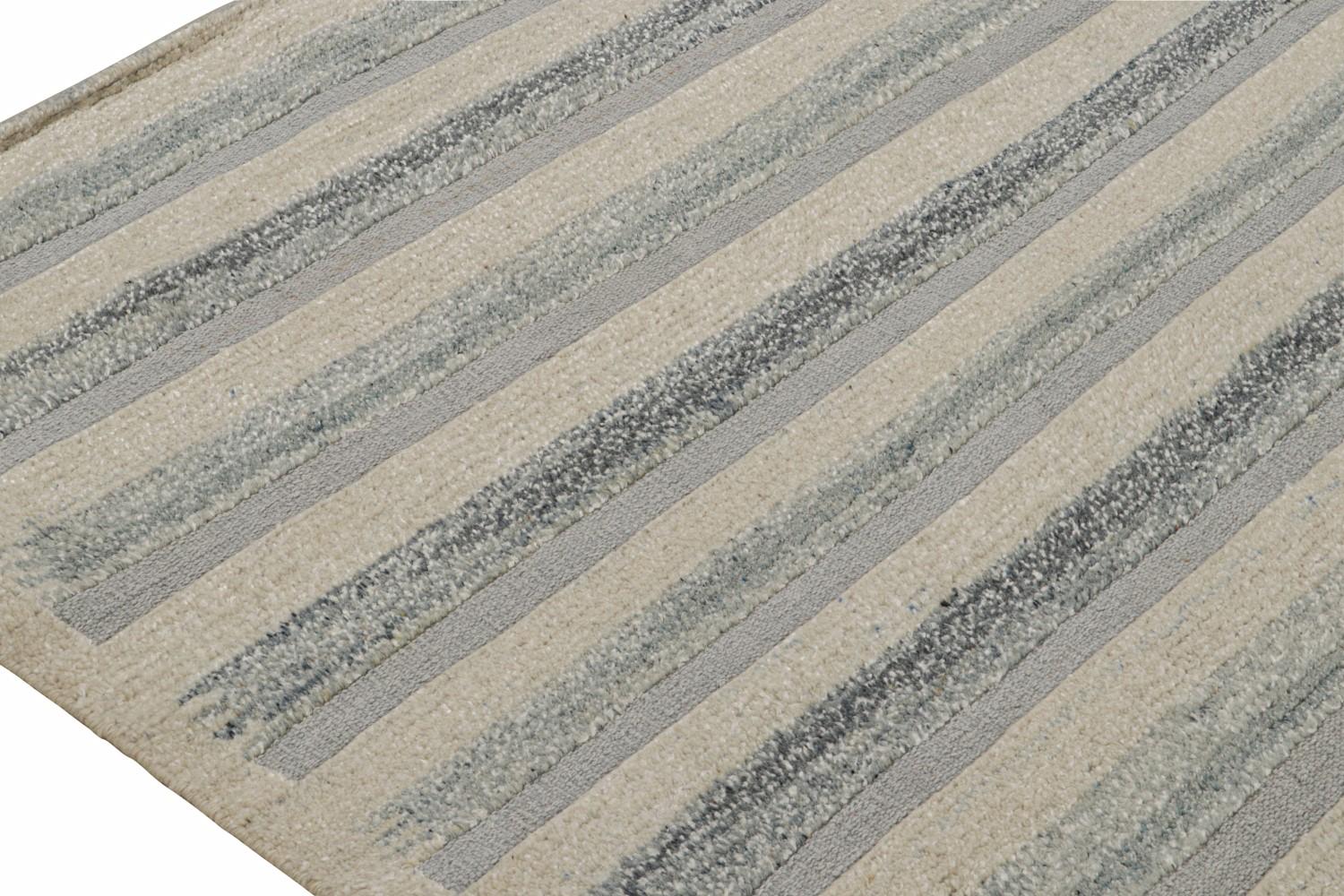 Scandinavian Rug with Blue Stripes