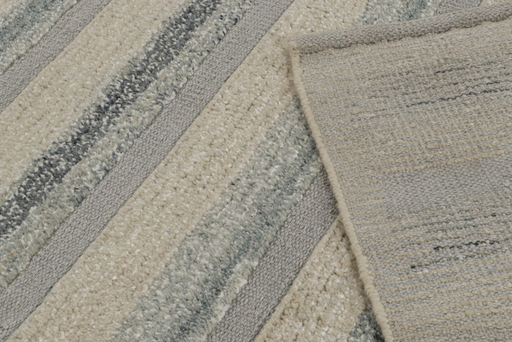Scandinavian Rug with Blue Stripes
