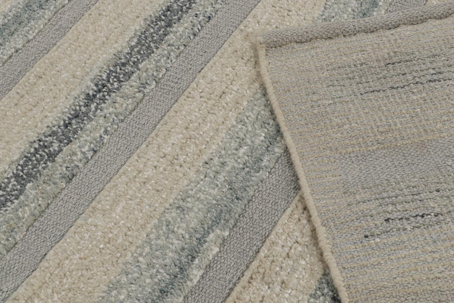 Scandinavian Rug with Blue Stripes