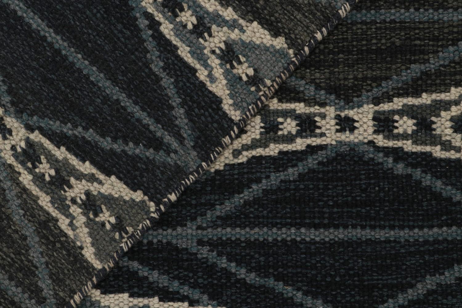 Custom Scandinavian Rug in Blue Geometric Pattern