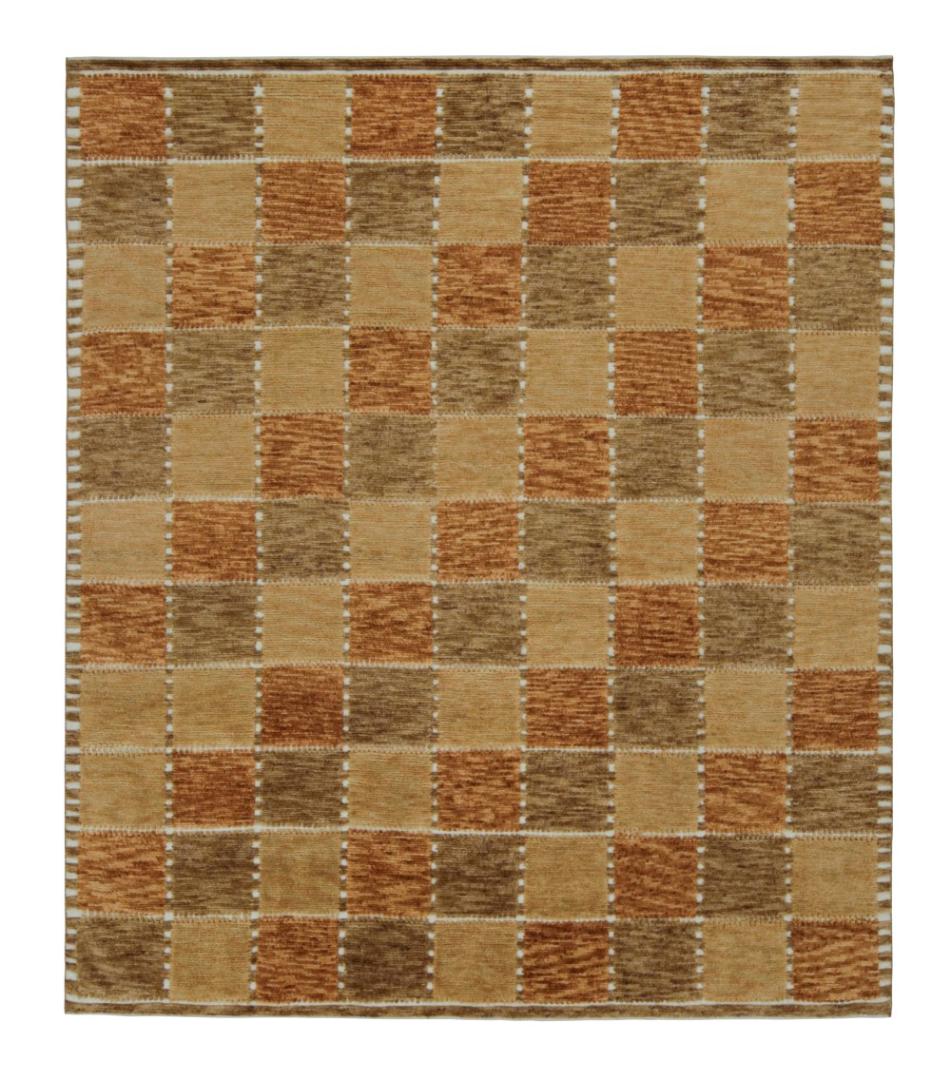 Scandinavian Rug with Brown Geometric Patterns
