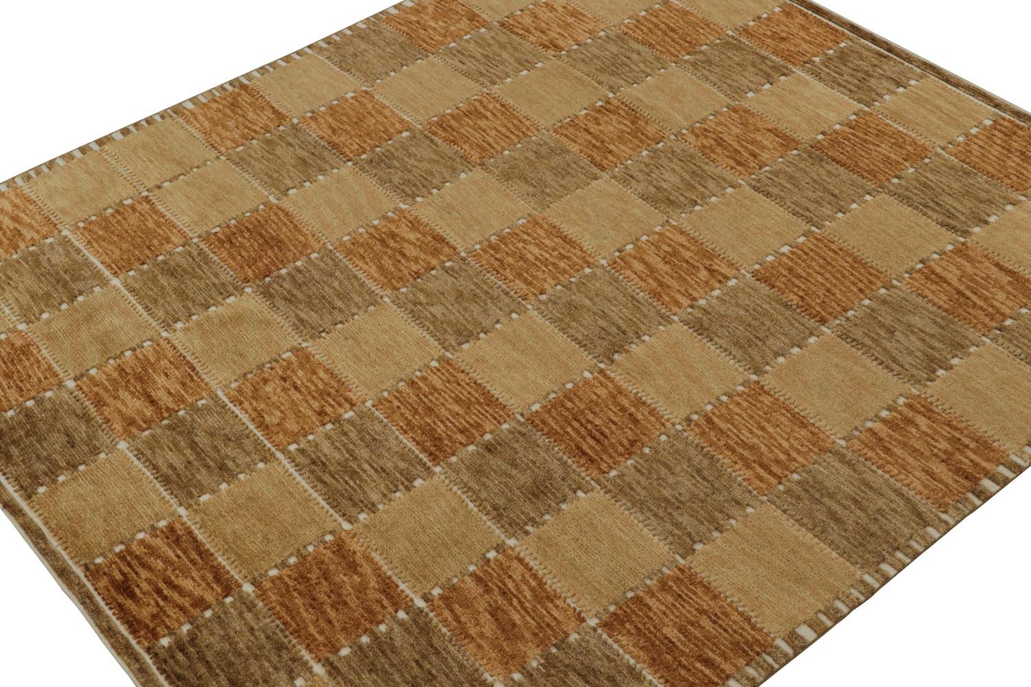 Scandinavian Rug with Brown Geometric Patterns