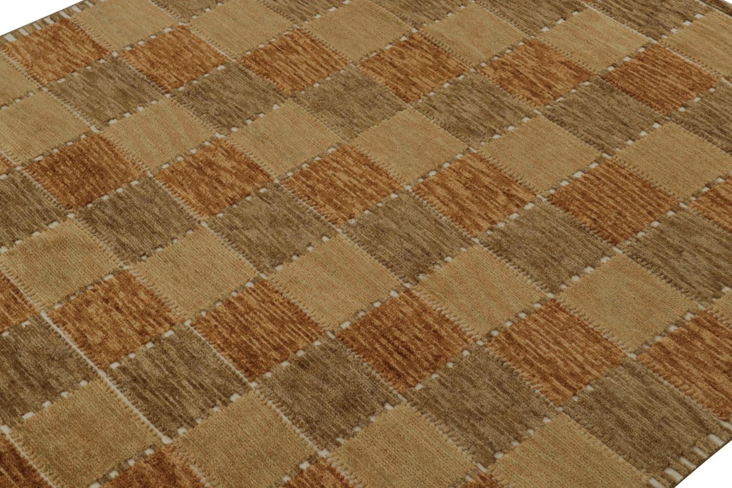 Scandinavian Rug with Brown Geometric Patterns