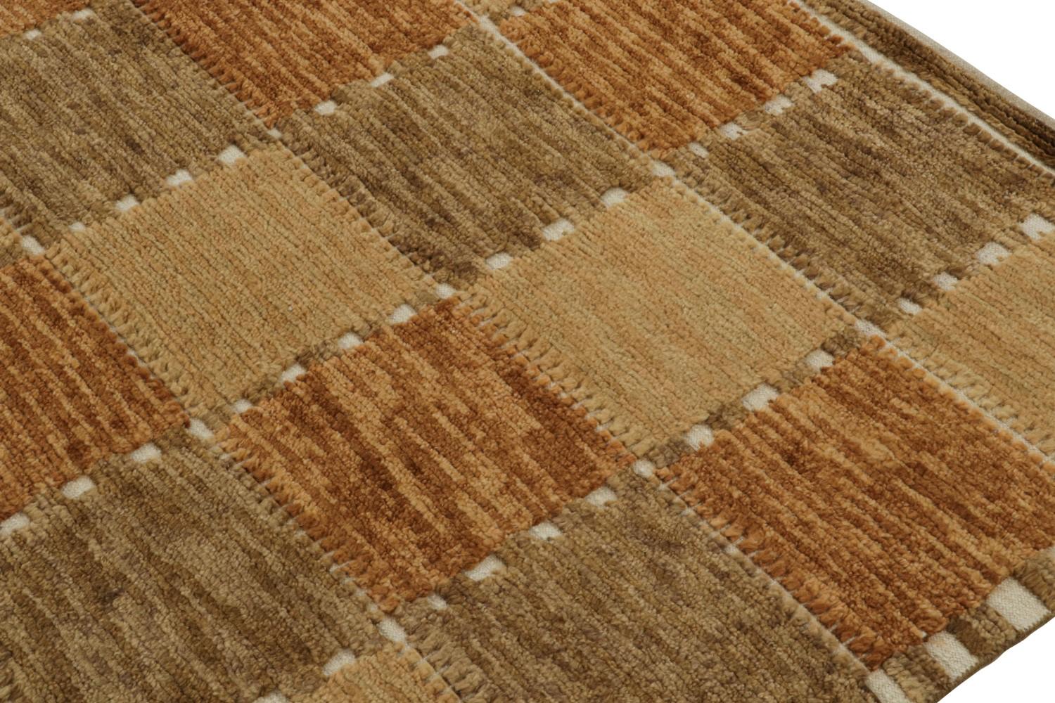 Scandinavian Rug with Brown Geometric Patterns