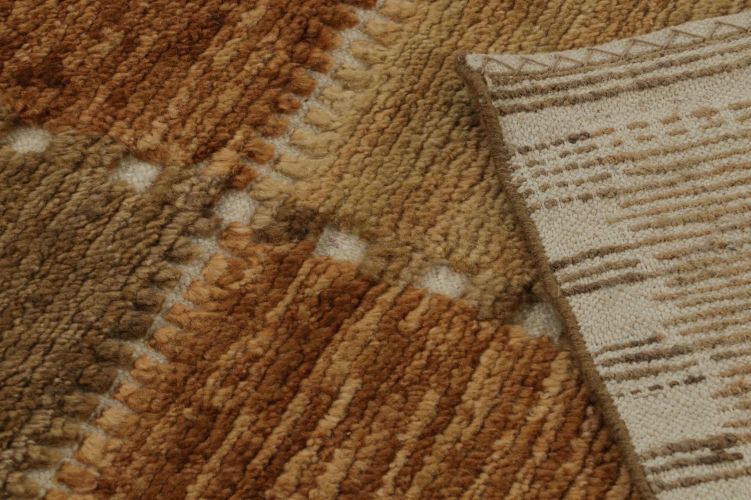 Scandinavian Rug with Brown Geometric Patterns