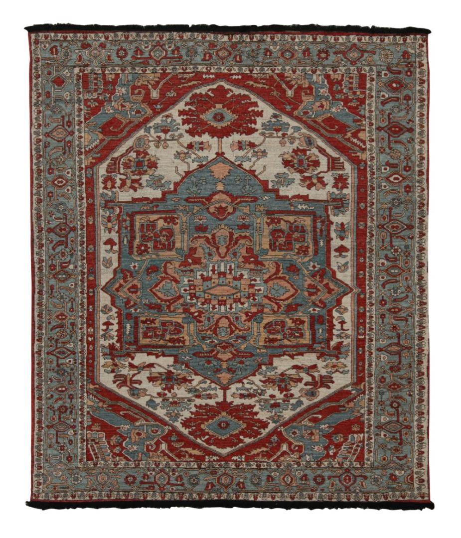 Persian Heriz Rug with Blue Medallion