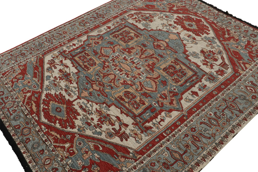 Persian Heriz Rug with Blue Medallion