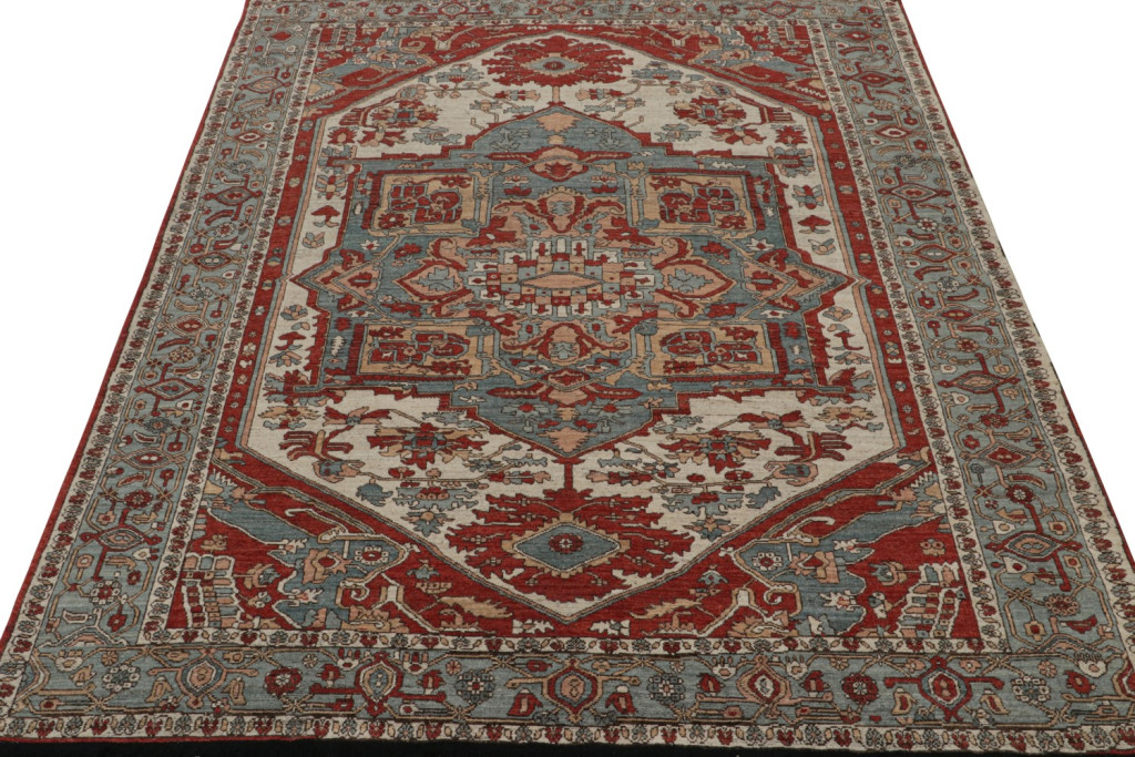 Persian Heriz Rug with Blue Medallion