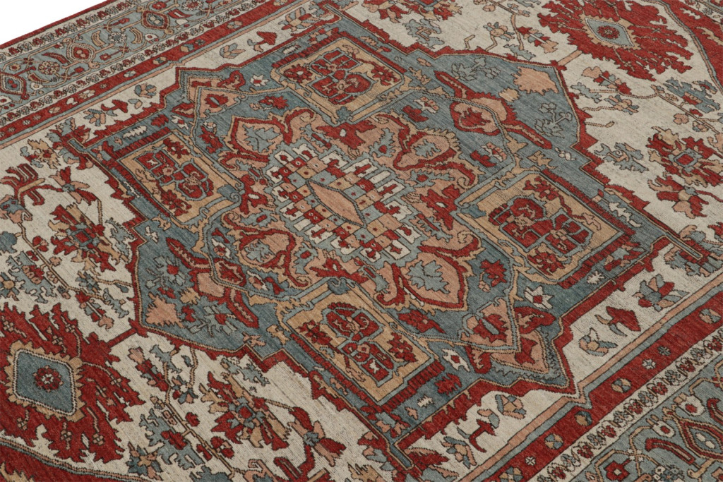 Persian Heriz Rug with Blue Medallion