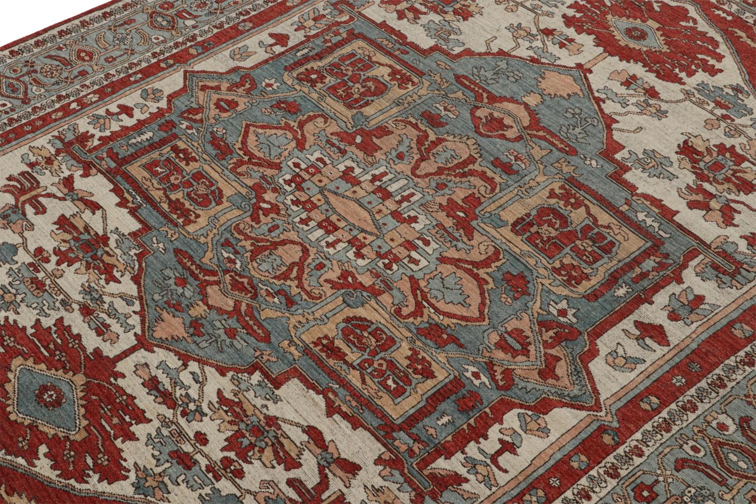 Persian Heriz Rug with Blue Medallion