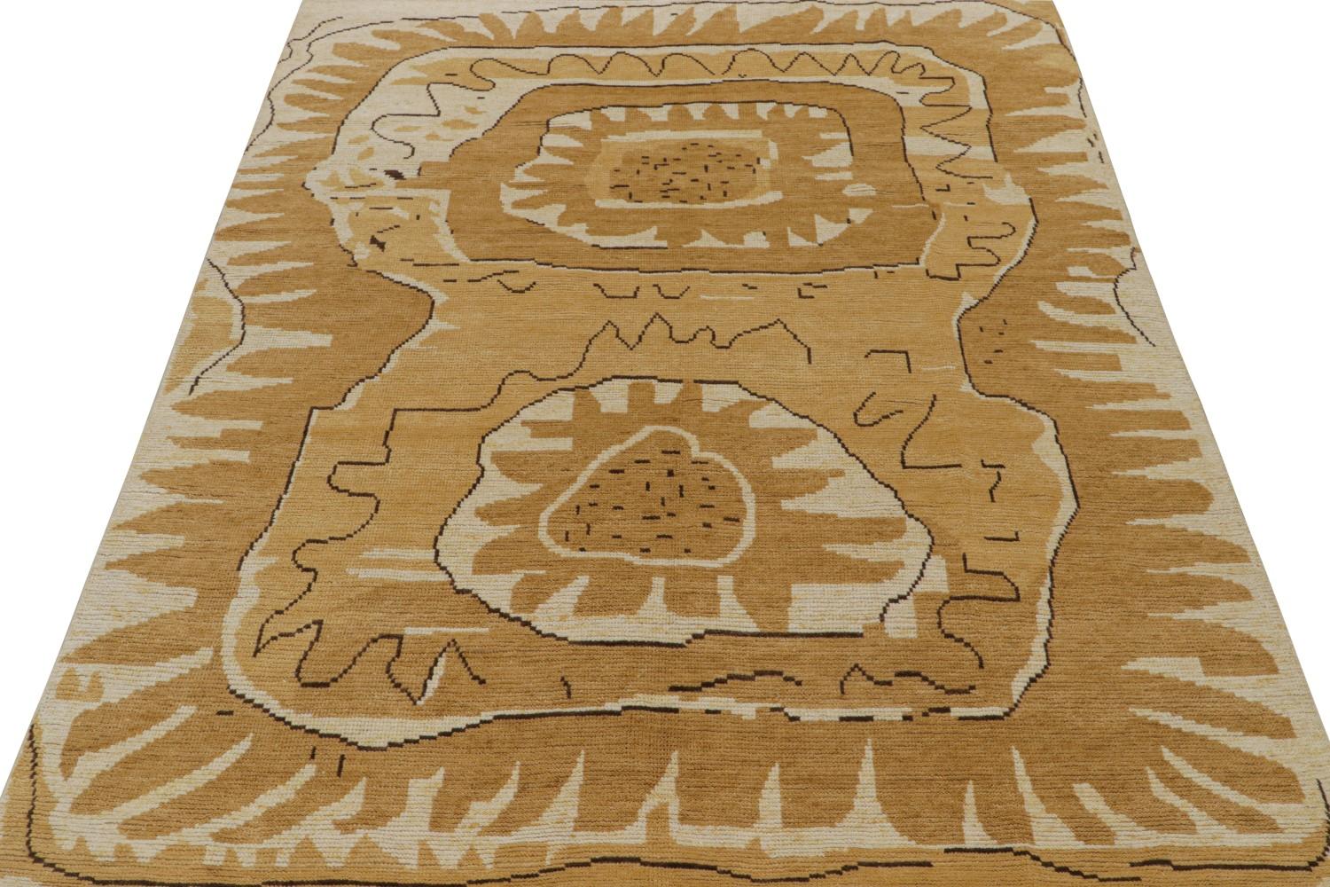 Rya Scandinavian Rug with Gold Geometric Patterns