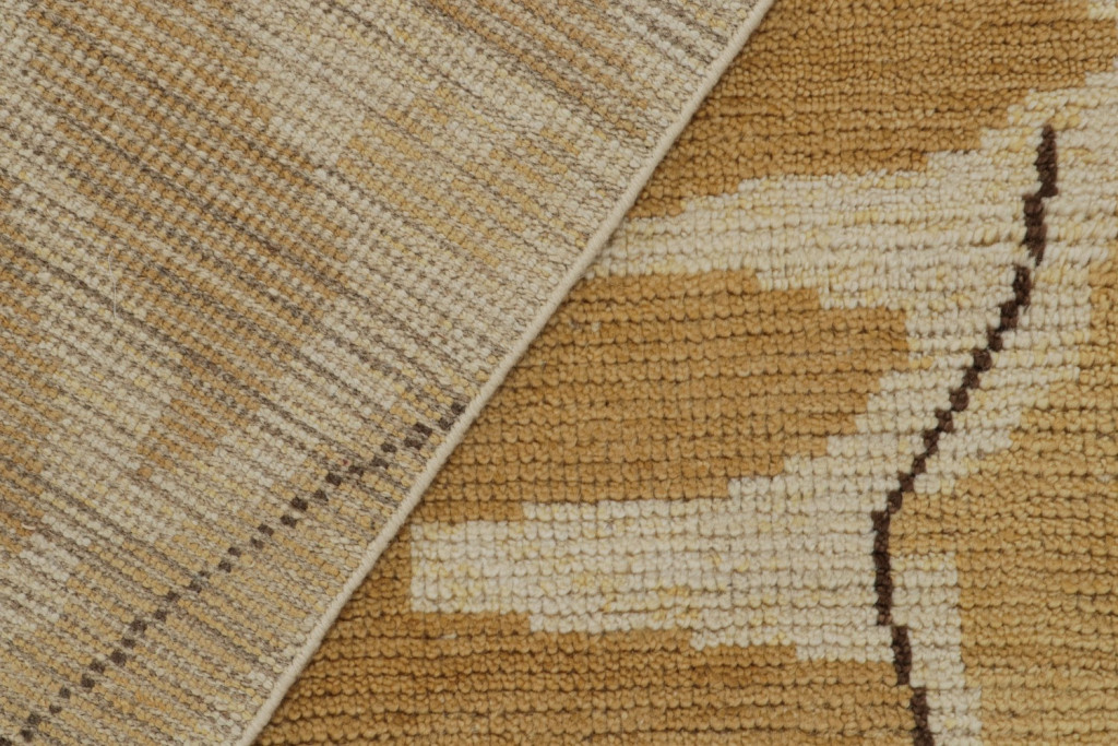 Rya Scandinavian Rug with Gold Geometric Patterns