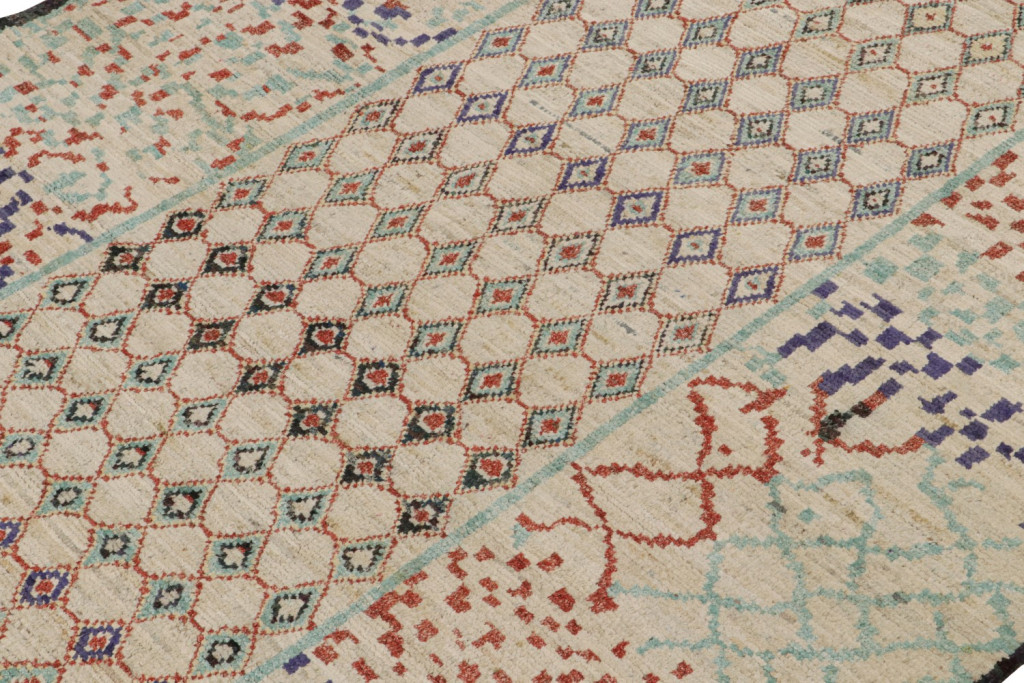 Moroccan Rug with vibrant Geometric Patterns