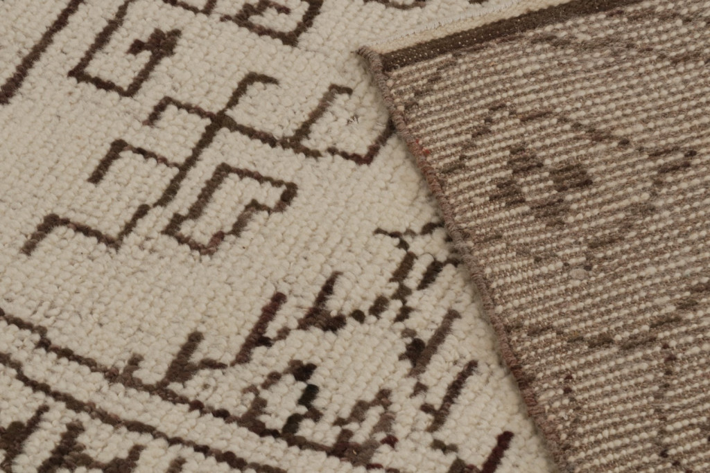 Beige-Brown Moroccan Rug with Geometric Patterns