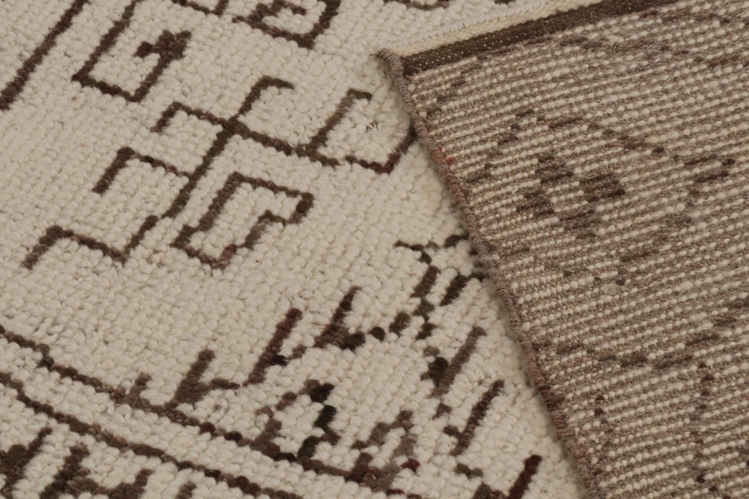 Beige-Brown Moroccan Rug with Geometric Patterns