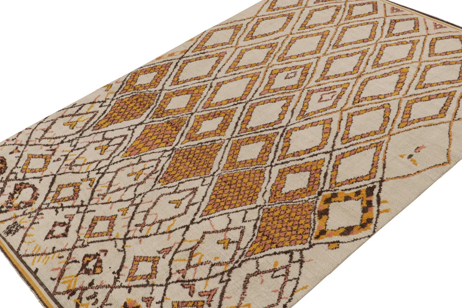 Moroccan Rug with Orange Geometric Patterns