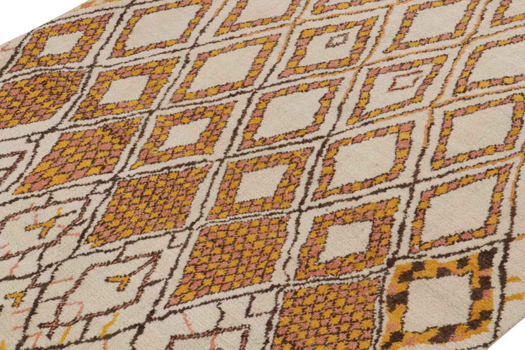 Moroccan Rug with Orange Geometric Patterns
