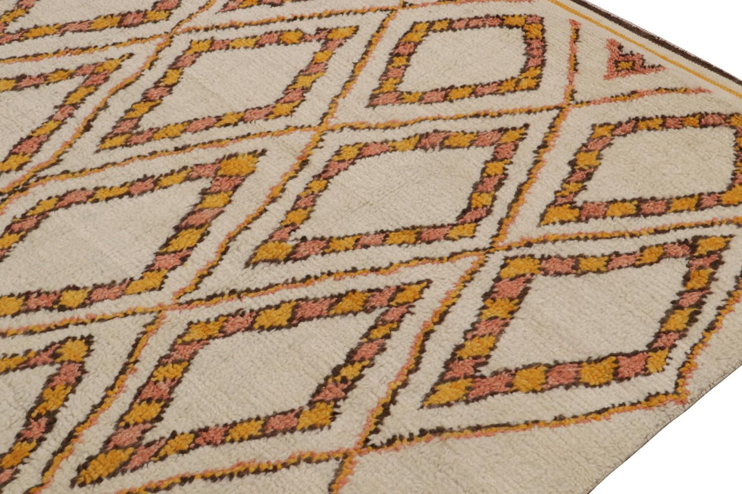 Moroccan Rug with Orange Geometric Patterns