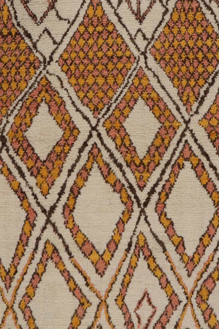 Moroccan Rug with Orange Geometric Patterns