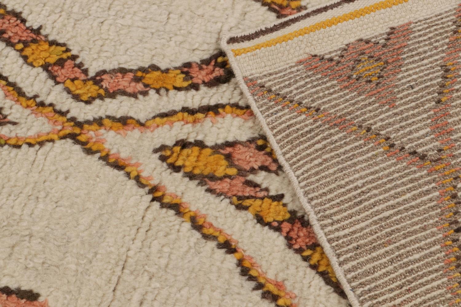 Moroccan Rug with Orange Geometric Patterns